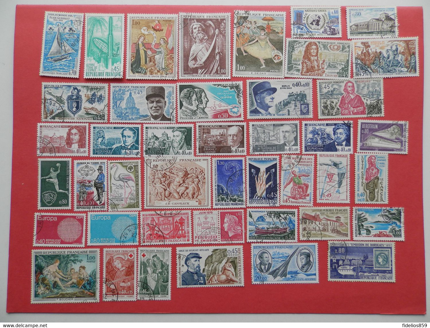 FRANCE OBLITERES LUXE : ANNEE COMPLETE 1970 SOIT 42 TIMBRES POSTE DIFFERENTS + PA 44 - 1970-1979