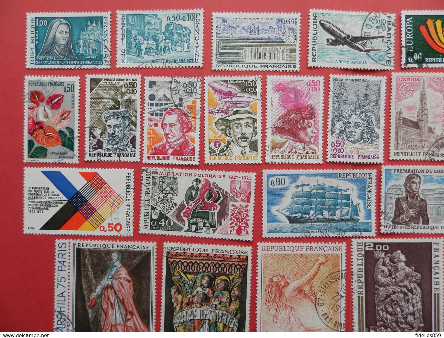 FRANCE OBLITERES LUXE : ANNEE COMPLETE 1973 SOIT 46 TIMBRES POSTE DIFFERENTS + PA 48 - 1970-1979