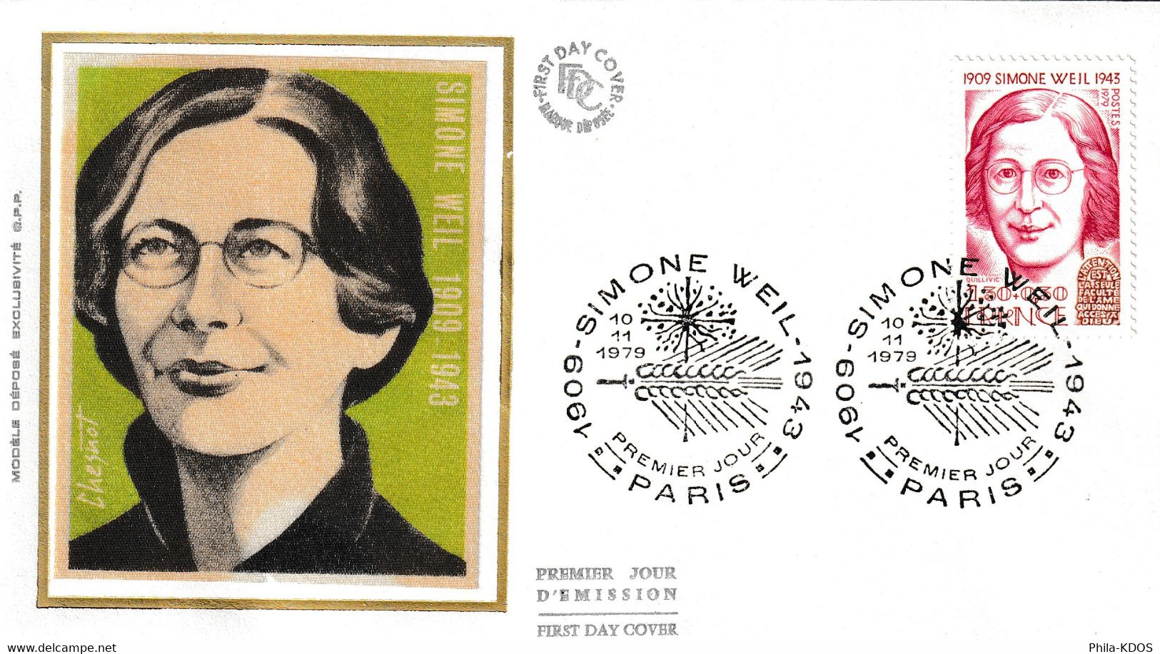 " SIMONE WEIL " Sur Enveloppe 1er Jour Soie De 1979. N° YT 2032A Parfait état FDC - Femmes Célèbres