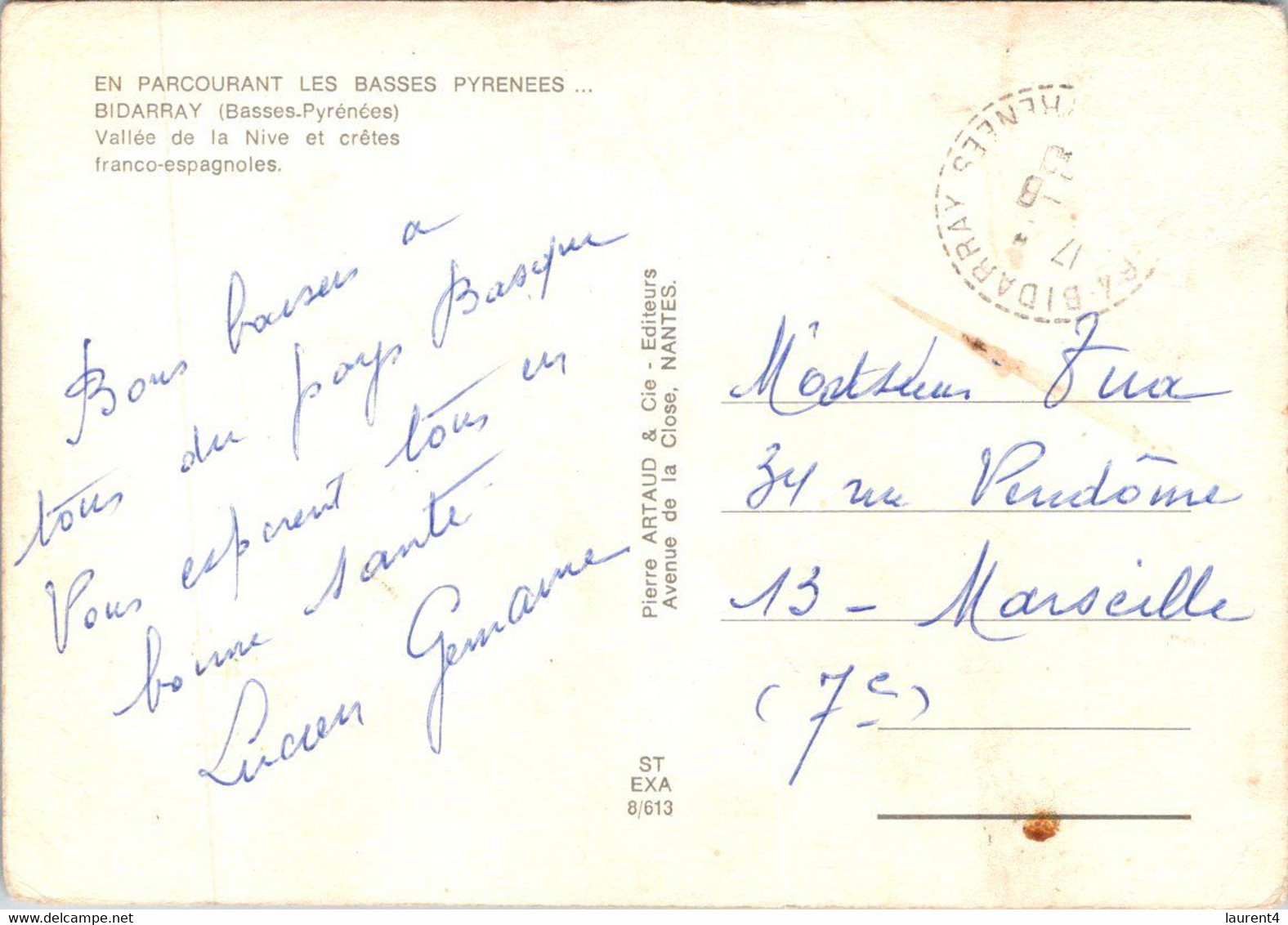 (4 Oø 18) France (posted 1970 ?) Bidarray - Bidarray