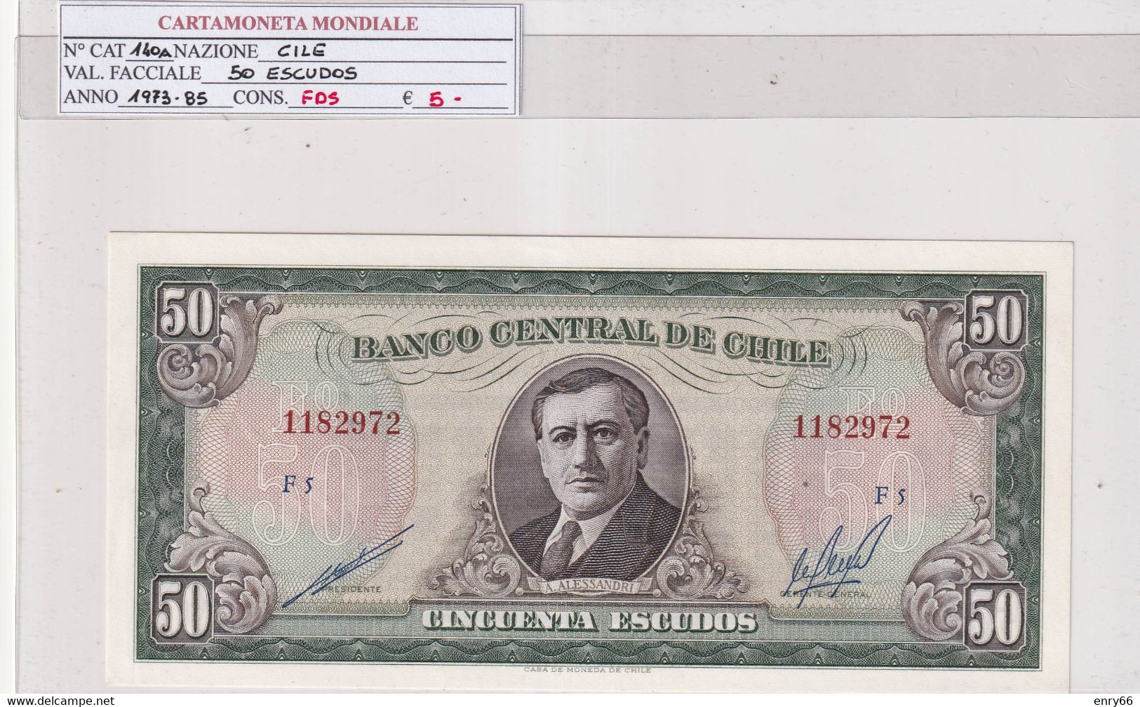 CILE 50 ESCUDOS 1973-85 P140A - Chili