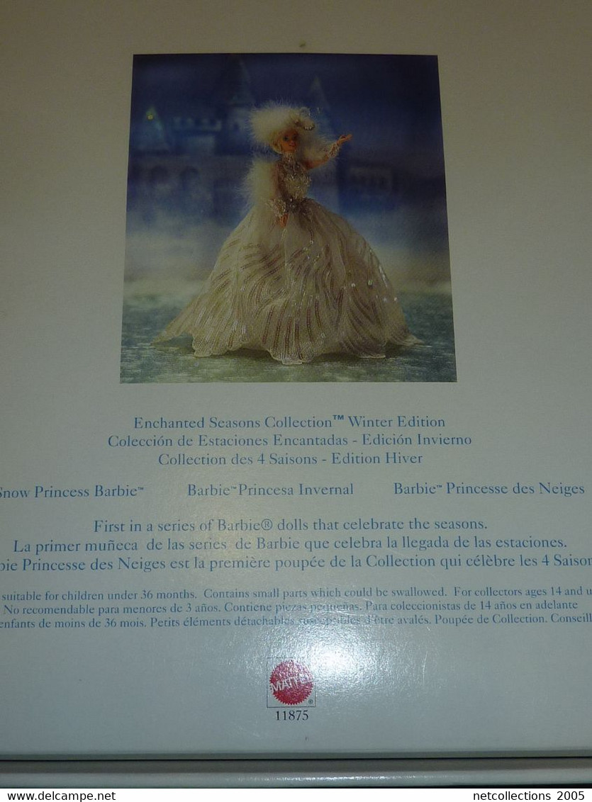 BARBIE COLLECTION DES 4 SAISONS, EDITION LIMITEE - BARBIE PRINCESSE DES NEIGES, SNOW PRINCESSE BARBIE - RARE