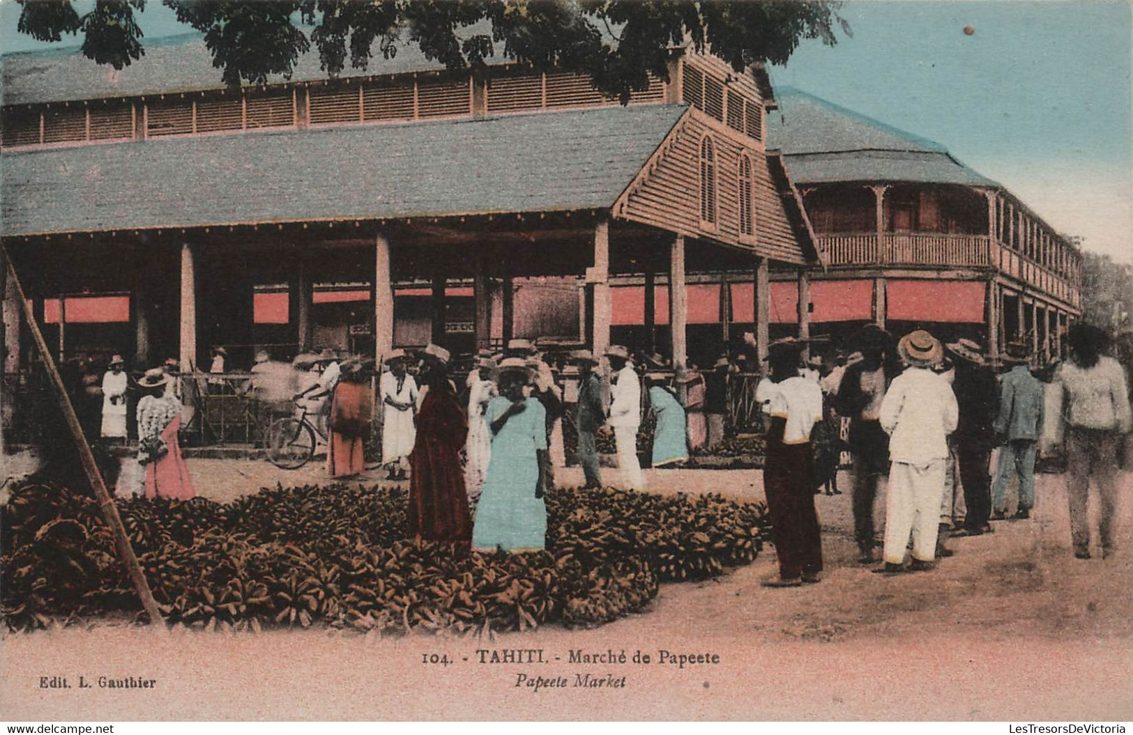 Tahiti - Marche De Papeete - Colorisée Et Animée - Carte Postale Ancienne - Tahiti