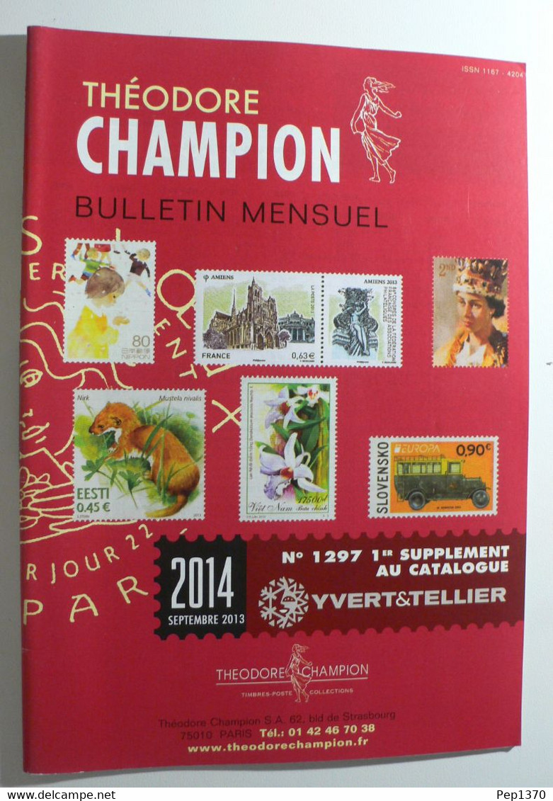 BULLETIN MENSUEL DE THEODERE CHAMPION 2014 (YVERT TELLIER) SEPTEMBRE 2013 - Nº 1297 - Frankrijk