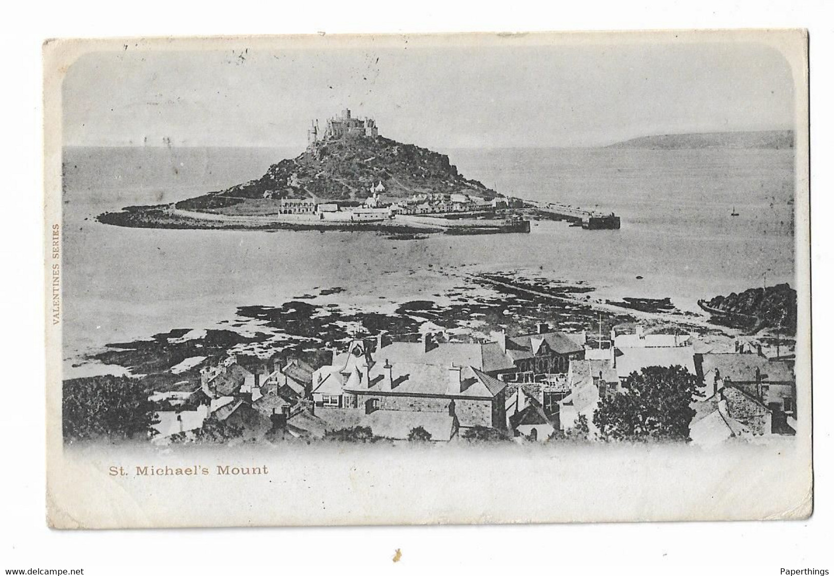 Postcard, Cornwall, St. Michael's Mount, Houses, Coastline, 1903. - St Michael's Mount