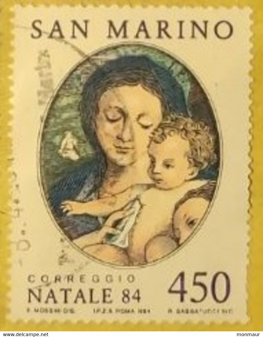 SAN MARINO 1984 NATALE IL CORREGIO LIRE 450 - Gebraucht