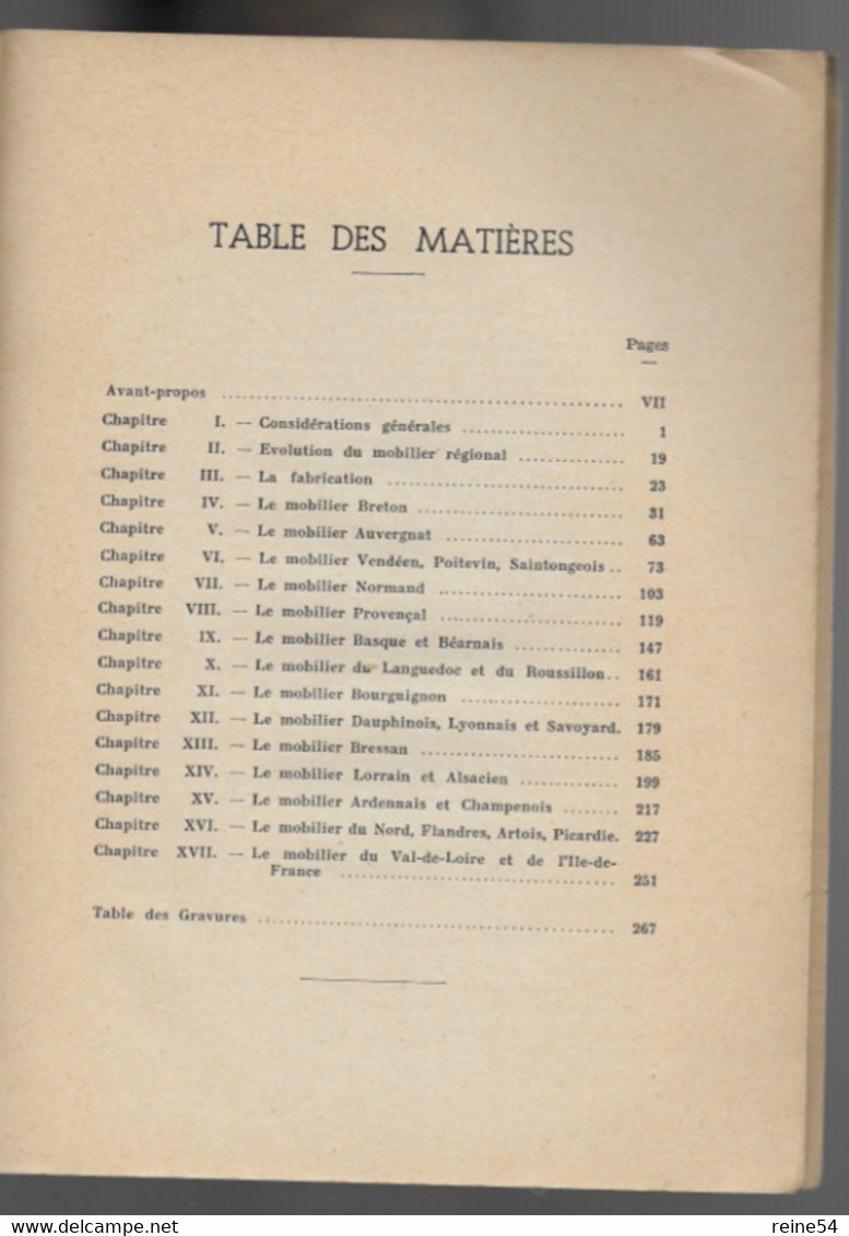 LA CONNAISSANCE De MEUBLES REGIONAUX FRANCAIS -J. Stany GAUTHIER -1952 -Edit. Charles MOREAU - Ohne Zuordnung