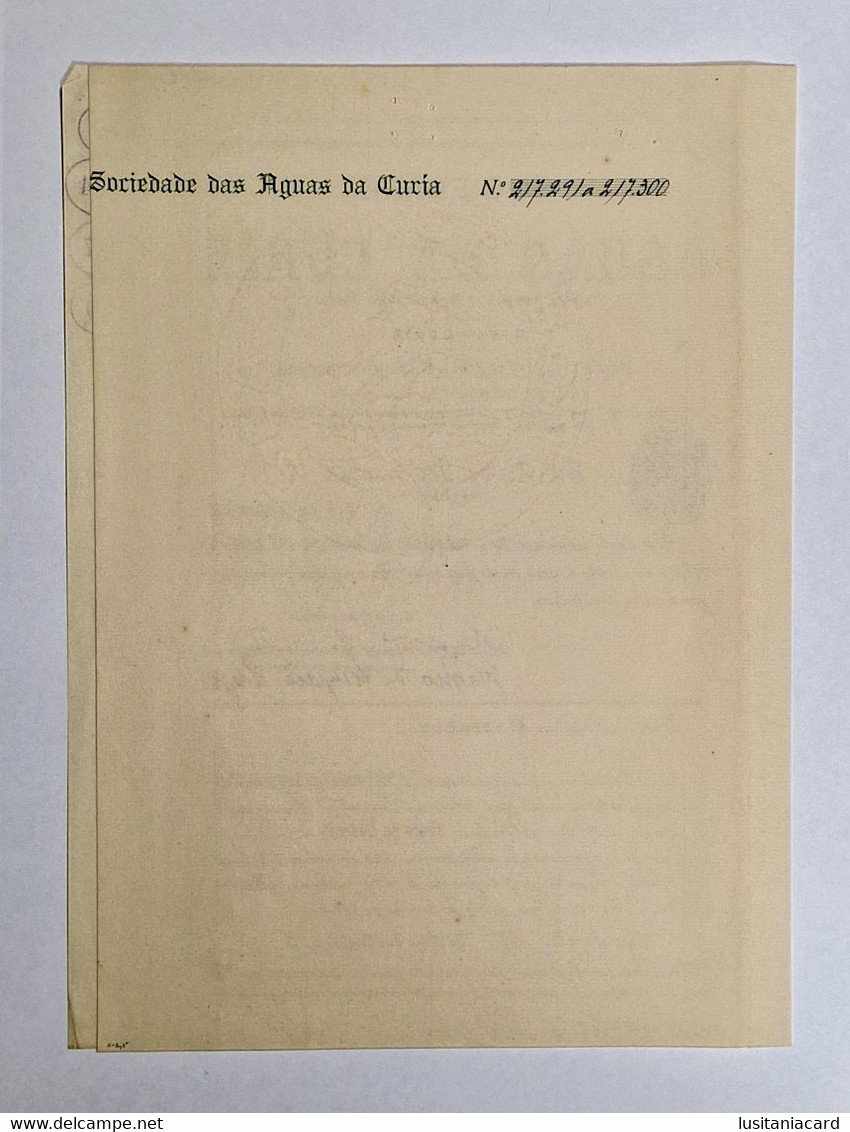 PORTUGAL-ANADIA-CURIA-Sociedade Das Aguas Da Curia-Titulo De Dez Acções   Nº217291 A 217300-  1923 - Wasser