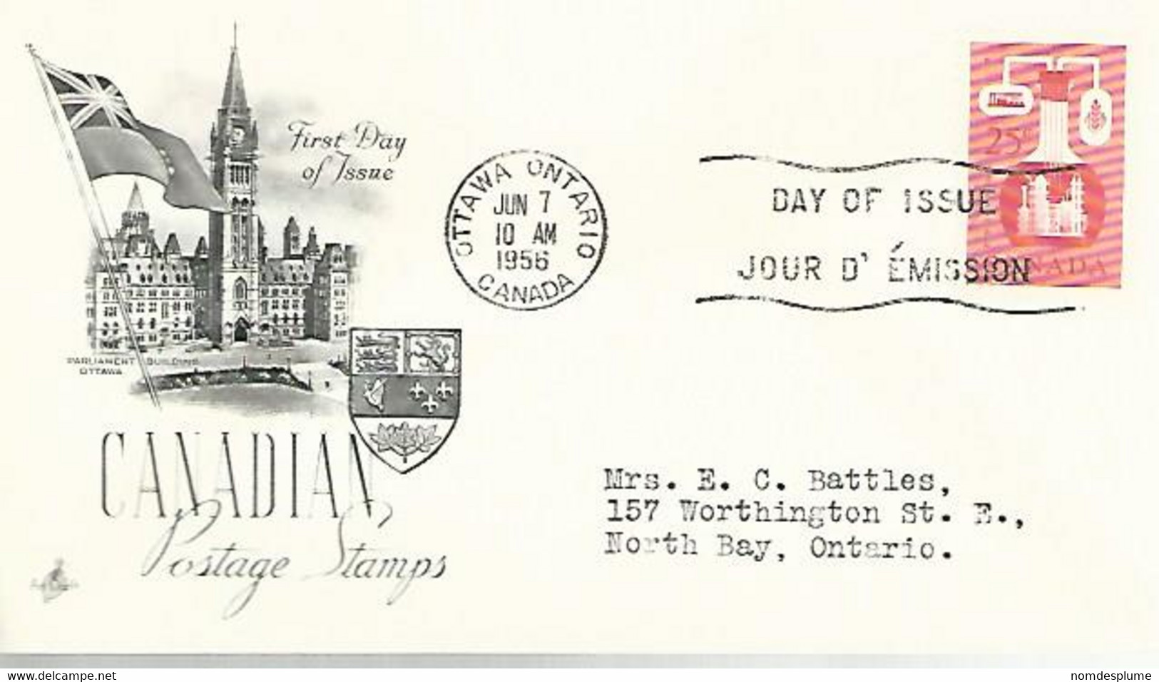 57739) Canada Ottawa1956 Postmark Cancel FDC - 1952-1960