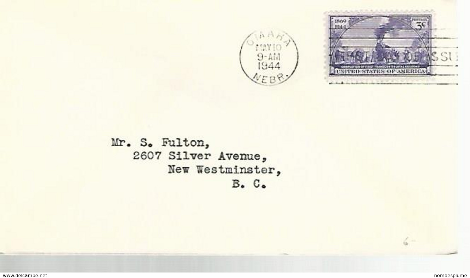 57742) USA Omaha 1944 Postmark Cancel FDC - 1941-1950