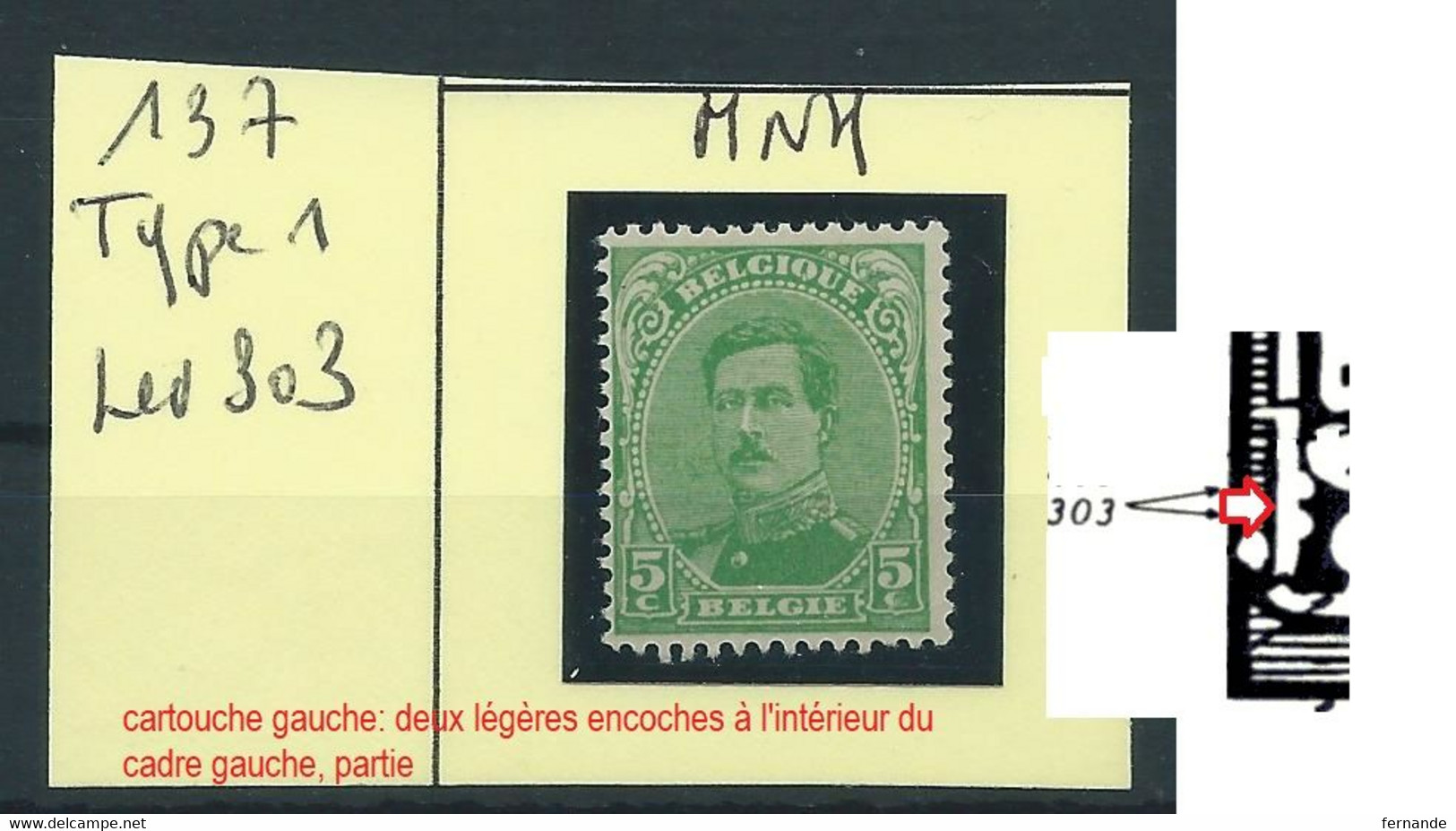 137 Neuf Sans Charnière (MNH) Avec Variété Leveque 303 - Unclassified