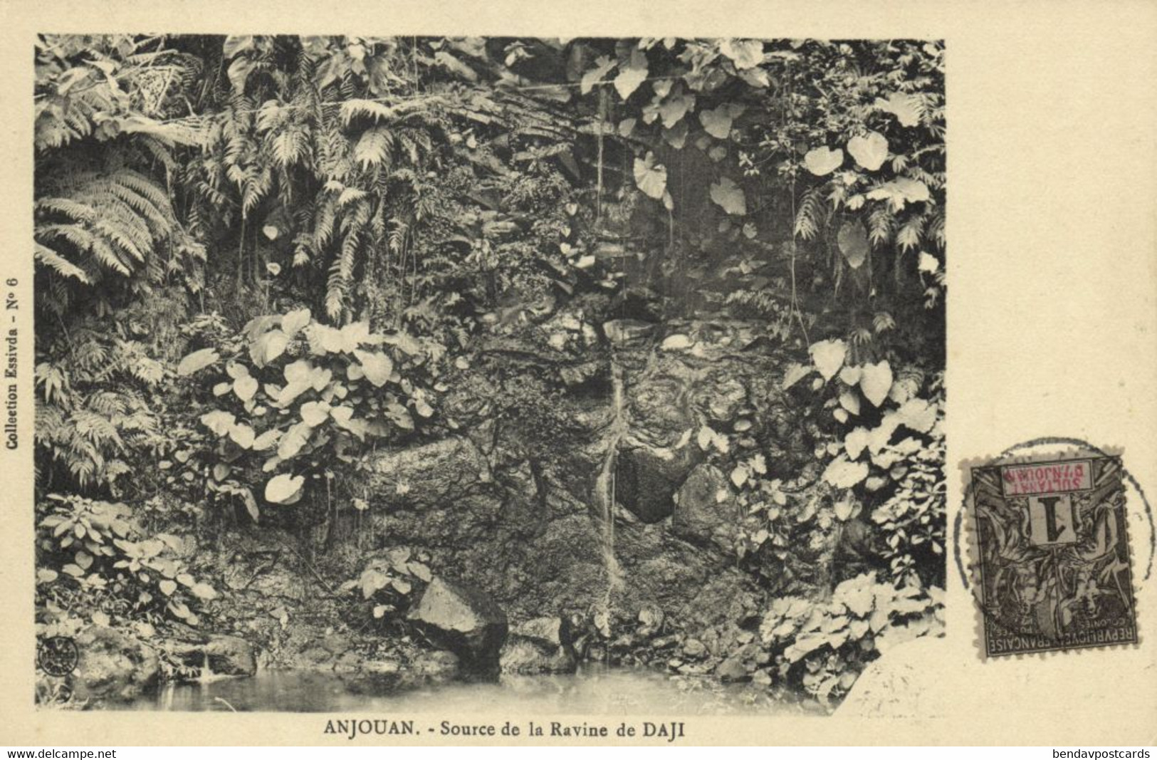 Comoros, ANJOUAN, Source Of The Daji Ravine (1910s) Postcard - Comoren