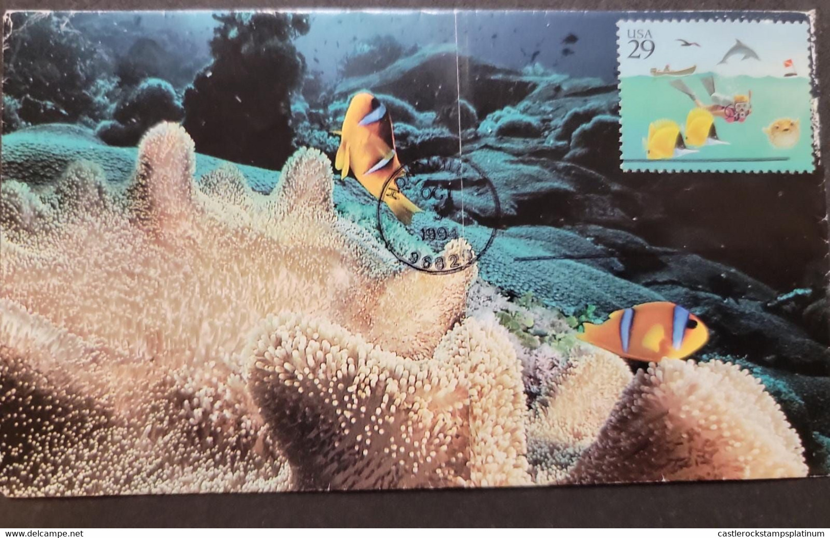 SB) 1994 UNITED STATES - USA,  WONDER OF THE SEA, DIVER, MOTORBOAT, FISHES, MARINE LIFE, FDC XF - 1991-2000
