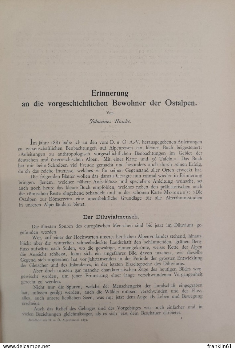 Zeitschrift Des Deutschen Und österreichischen Alpenvereins. Jahrgang 1899. Band XXX. - Sport