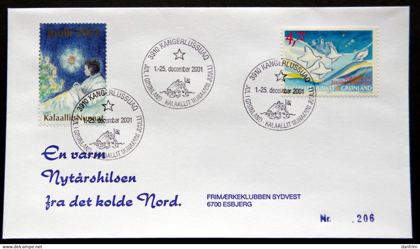 Greenland 2001 Cover  Minr.375 KANGERLUSSUA   (lot  790 ) - Brieven En Documenten