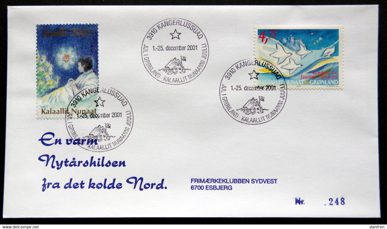 Greenland 2001 Cover  Minr.375 KANGERLUSSUA   (lot  790 ) - Brieven En Documenten