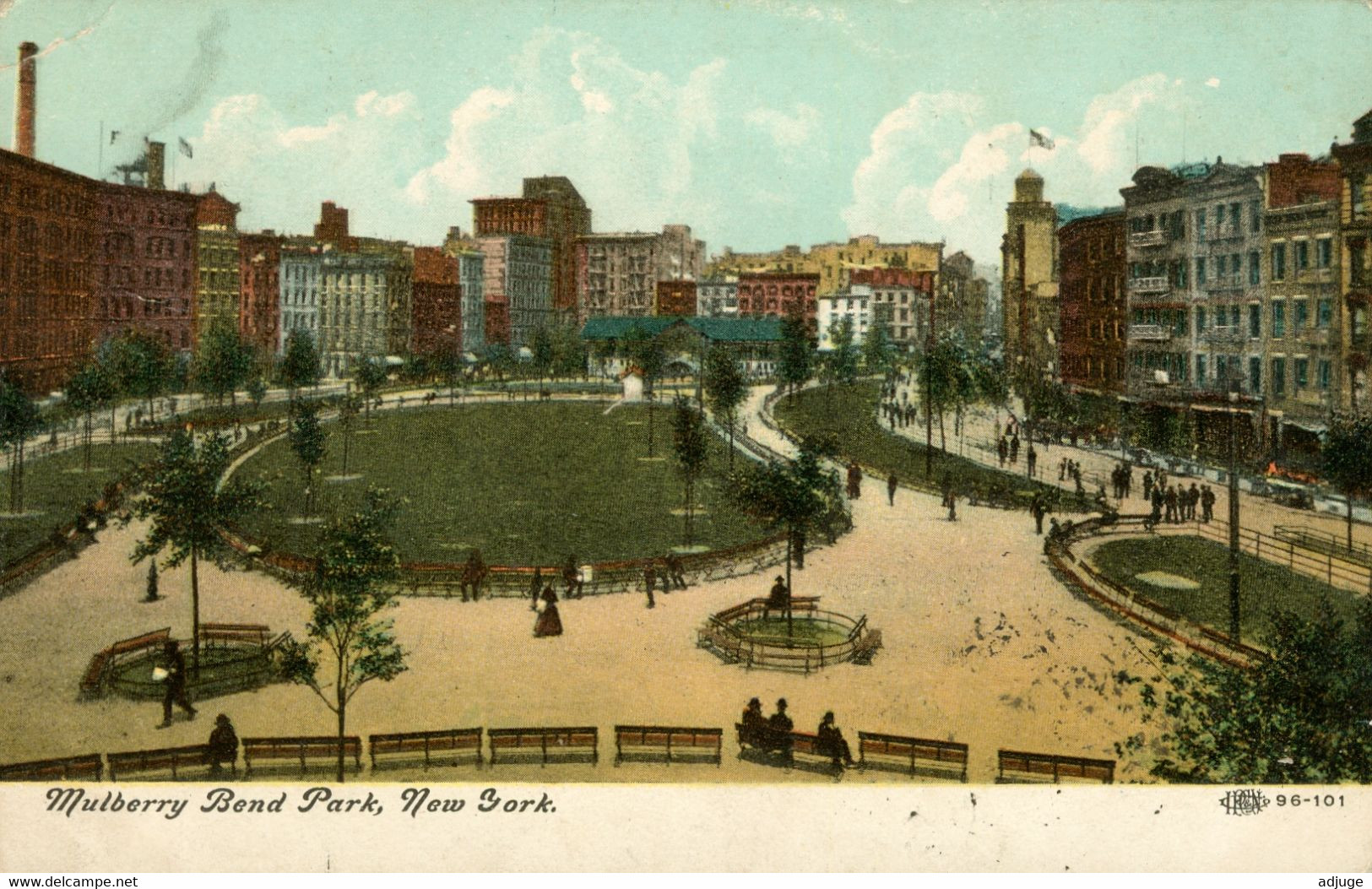 Vintage U.S. Postcard - NEW-YORK 1908 - Mulberry Bend Park - _ Ref 96-101 * 2 Scan* - Parks & Gardens