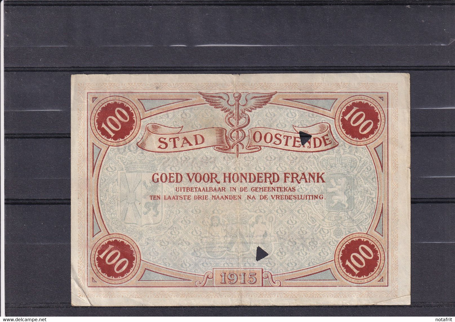 Oostende  Ostende 100 Fr 1915  (R ) Noodgeld , Nécésité - 100 Francs