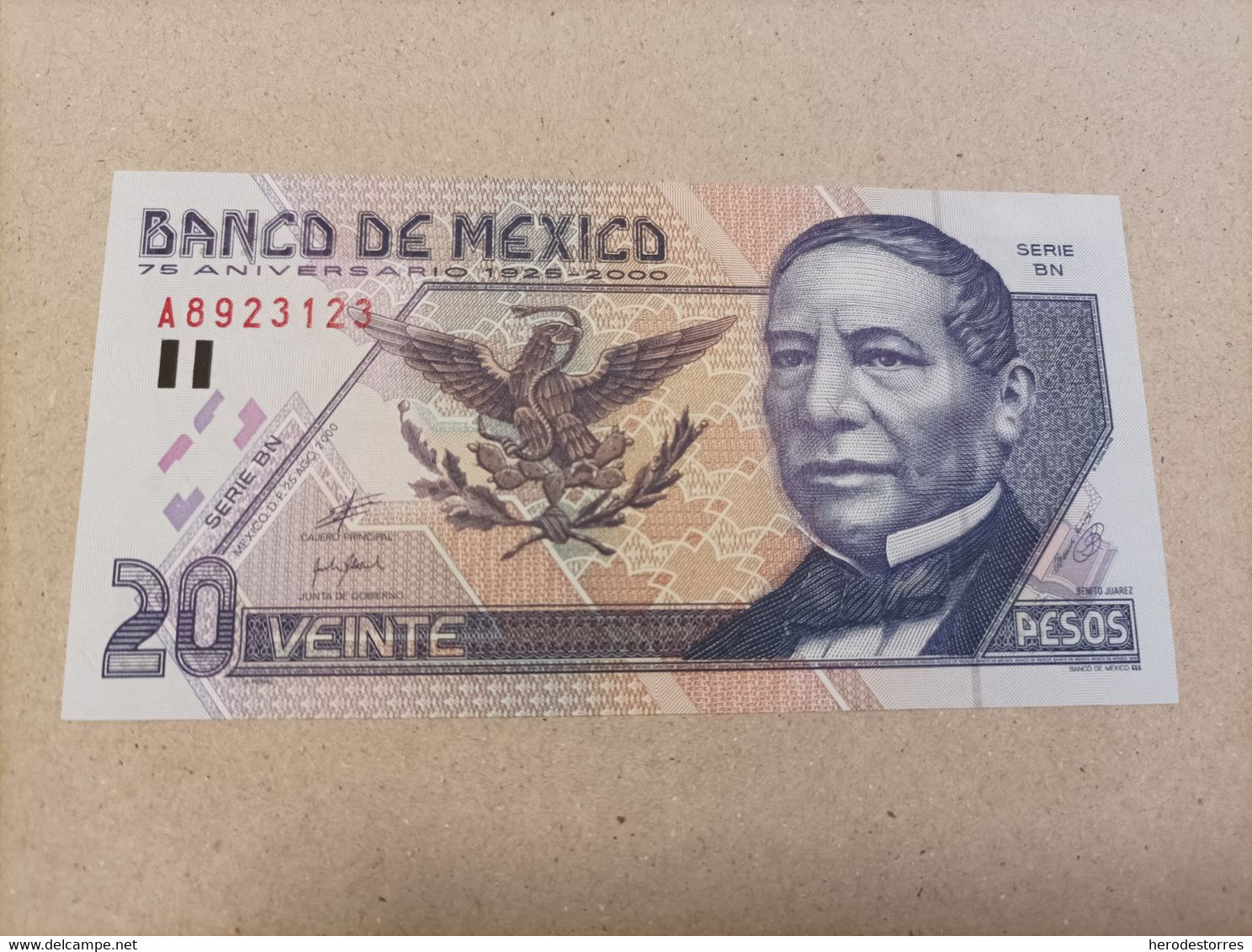 Billete De México 20 Pesos Serie A, Año 2000, Conmemorativo, UNC - Mexique