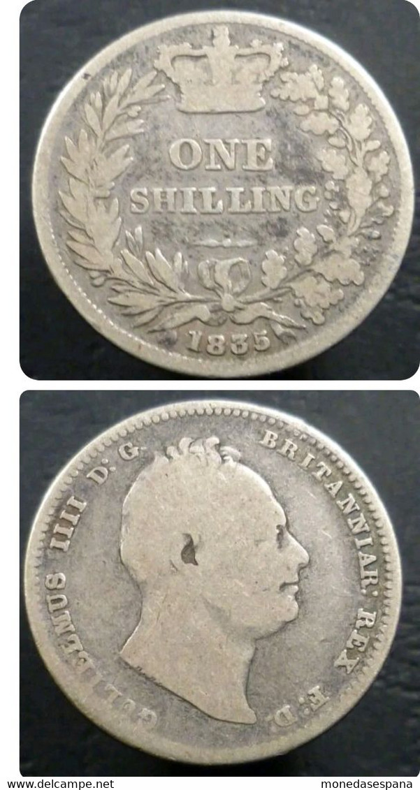 1 Shilling 1835 UK Great Britain Gran Breraña Silver - I. 1 Shilling