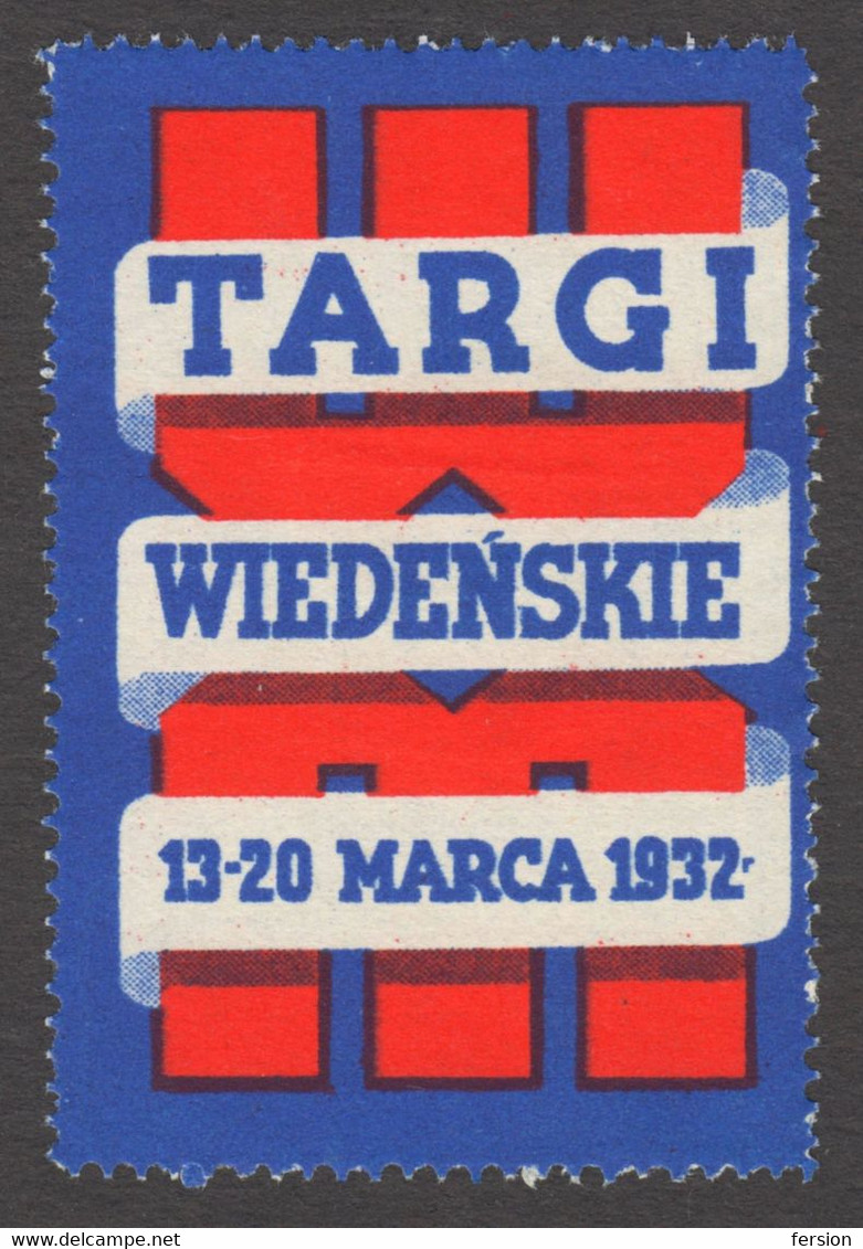 POLAND Polish LANGUAGE MESSE Austria Wien Vienna September AUTUMN Exhibition Fair Expo CINDERELLA LABEL VIGNETTE 1932 - Labels