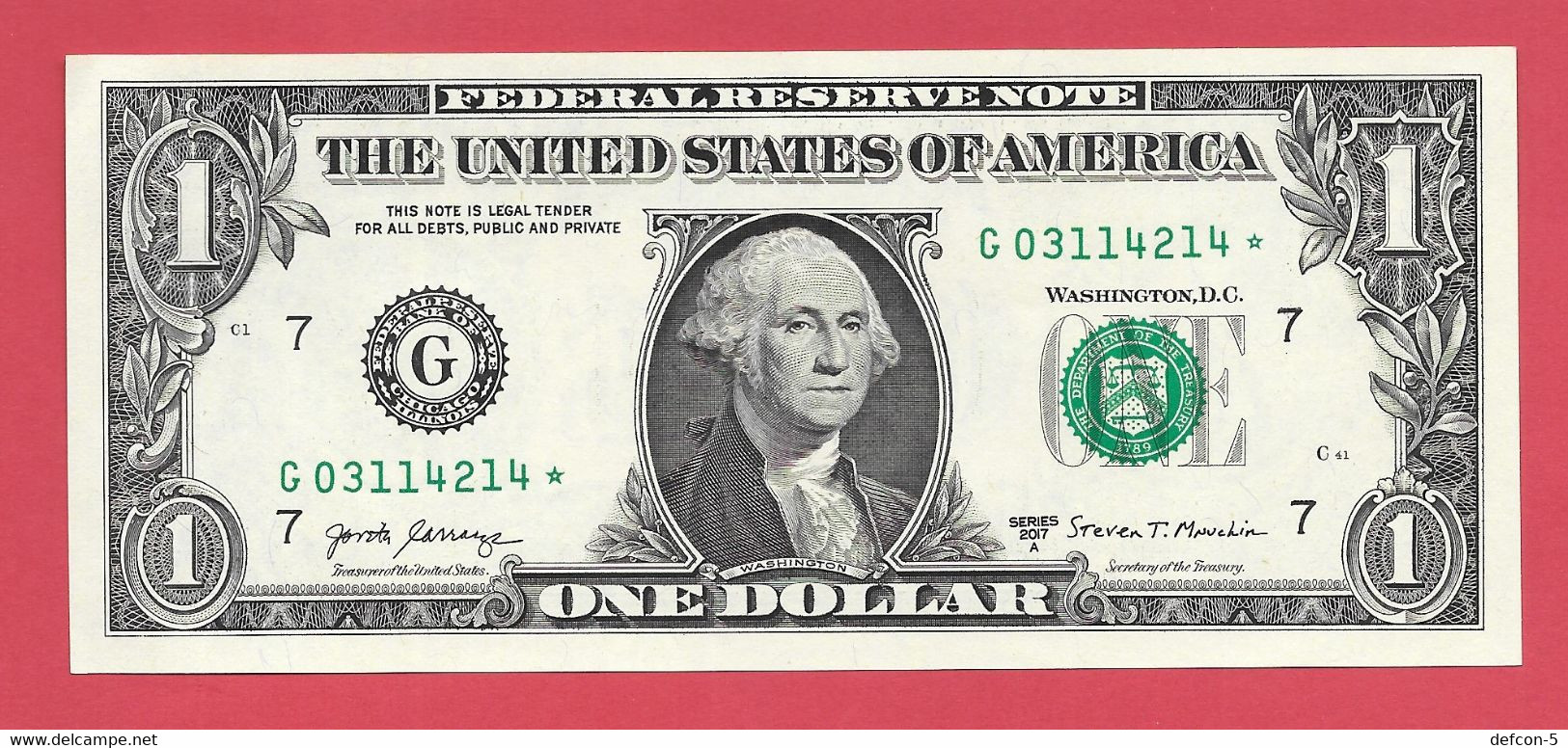 Rarität ! STAR-Note: 2x 1 US-Dollar Fortlaufend [2017] > G03114213* Bis ...14* < 1. Lauf Mit 3.200.000 {$055-001} - National Currency