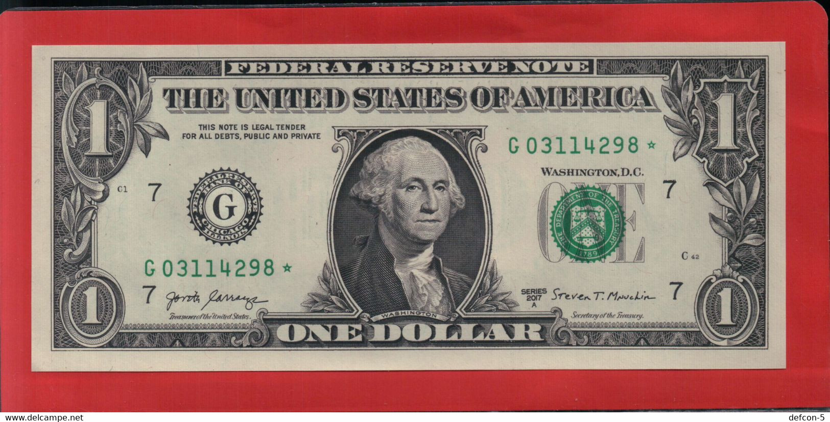 Rarität ! STAR-Note: 6x 1 US-Dollar fortlaufend [2017] > G03114295* bis ...300* < 1. Lauf mit 3.200.000 {$058-001}