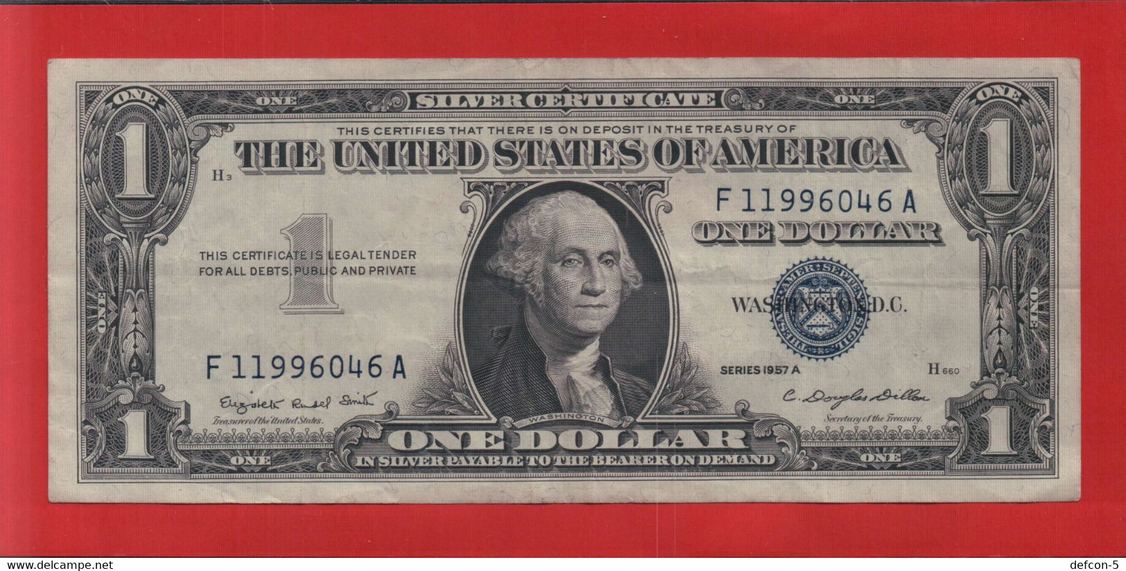 Rarität ! Silver-Certificate-Note: 1 US-Dollar [1957] > F11996046A < {$057-1SC} - Certificats D'Argent (1928-1957)