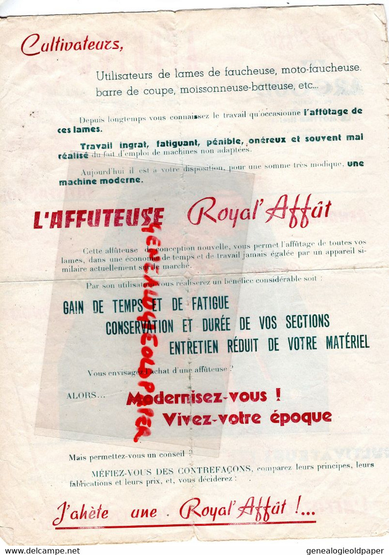 38- LE MOTTIER - RARE PUBLICITE ARGOUD PERE FILS-CONSTRUCTEURS ROYAL AFFUT-AFFUTEUSES- AFFUTEUSE- - Landbouw