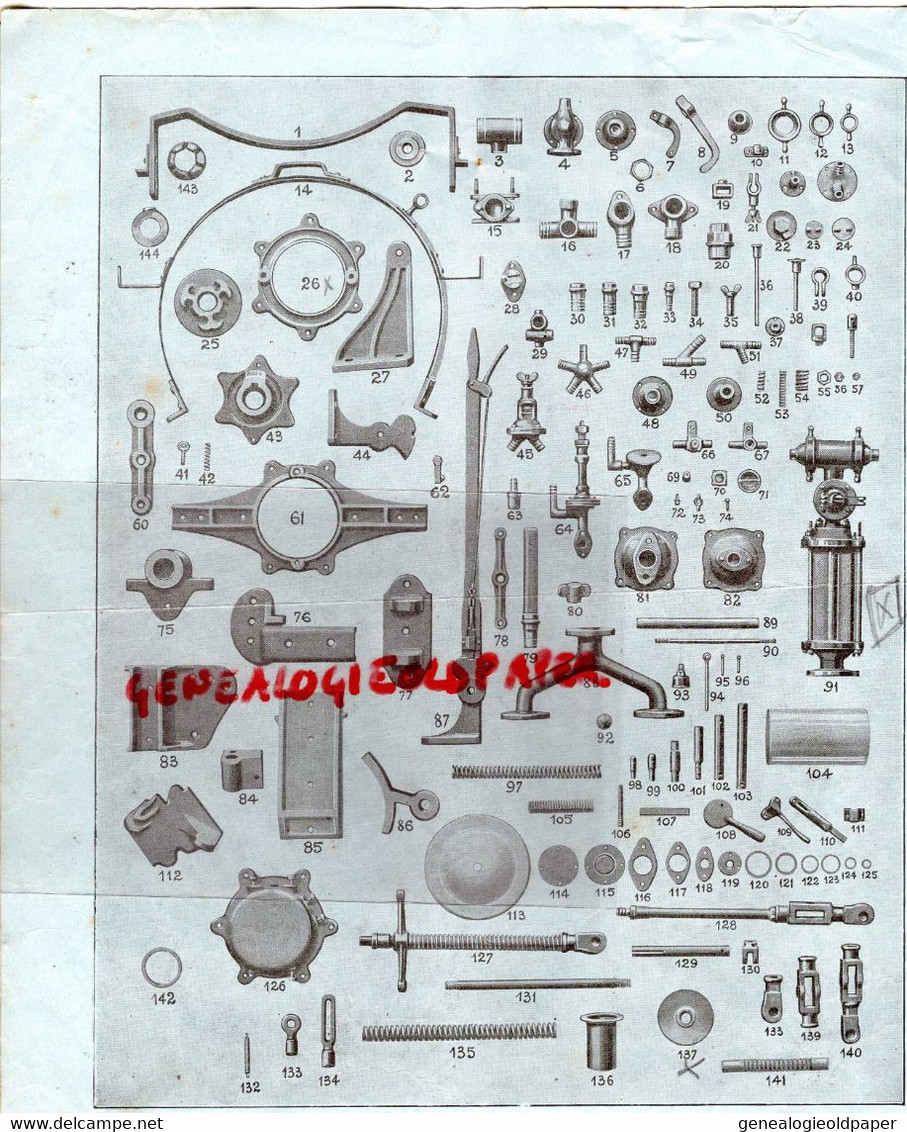 47- AGEN- RARE DEPLIANT NOMENCLATURE PIECES RECHANGE PULVERISATEUR ACIDE SULFURIQUE ETS. L. NICOLAS- 142 BD REPUBLIQUE- - Agriculture