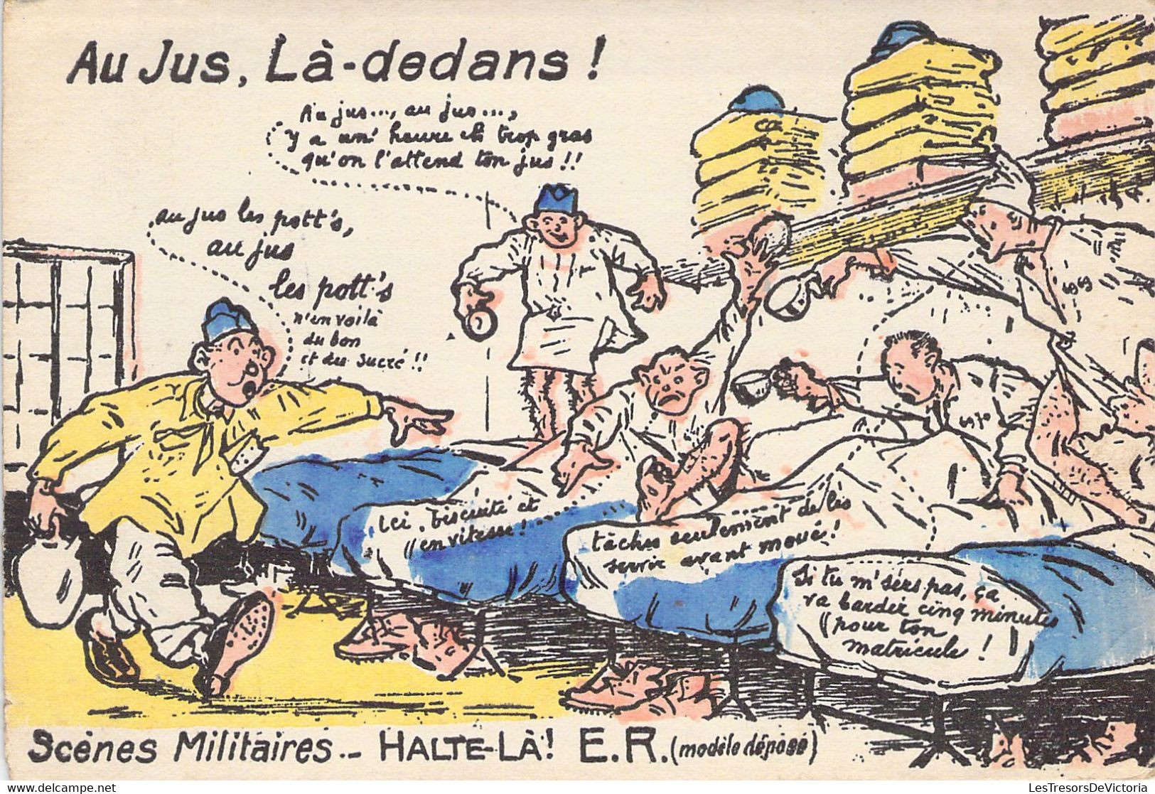 MILITARIA - HUMOUR Halte Là - ER Paris - Au Jus Là Dedans - Carte Postale Ancienne - Humor