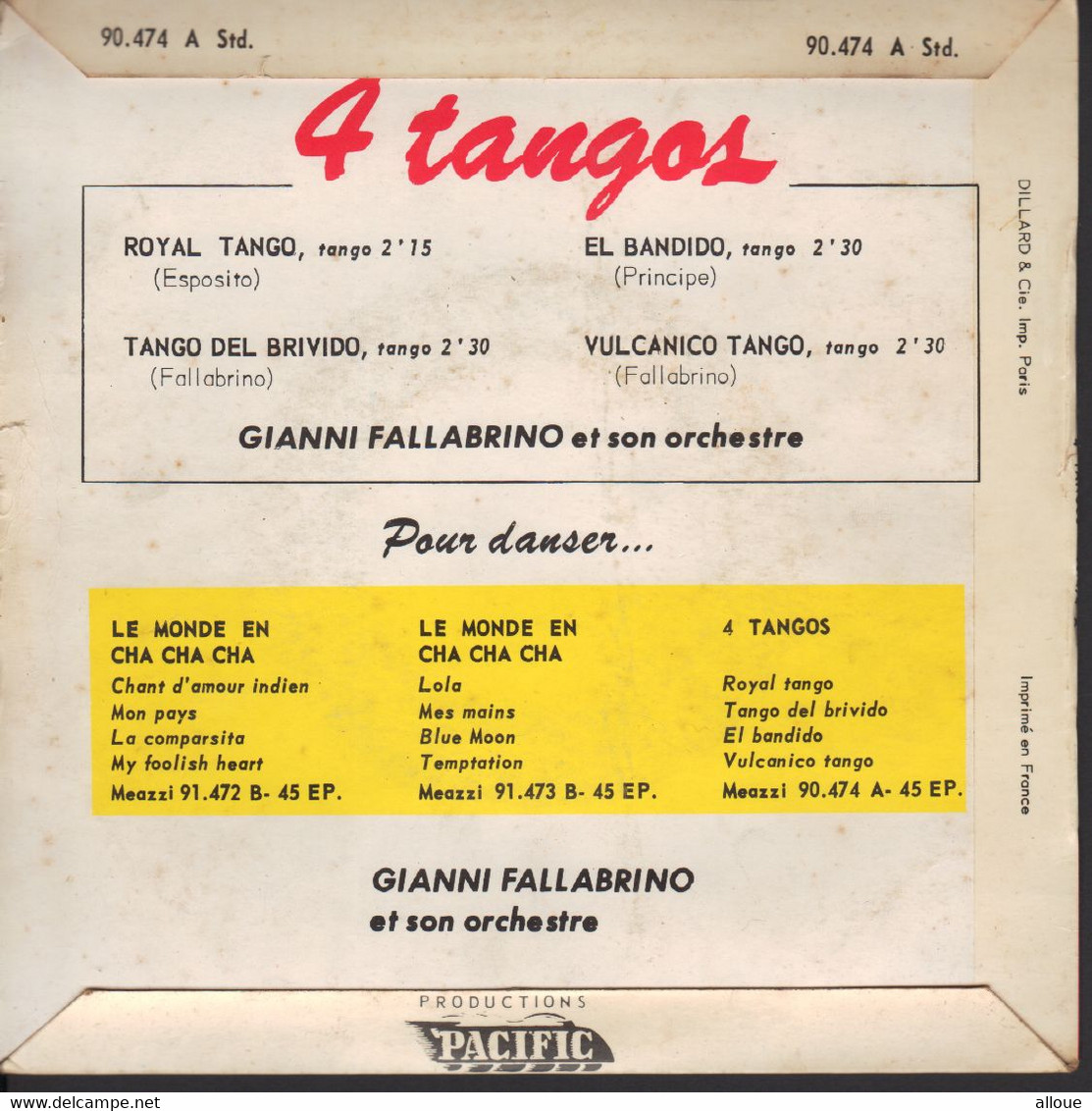 GIANNI FALLABRINO ET SON ORCHESTRE - 4 TANGOS -  EL BANDIDO + 3 - World Music