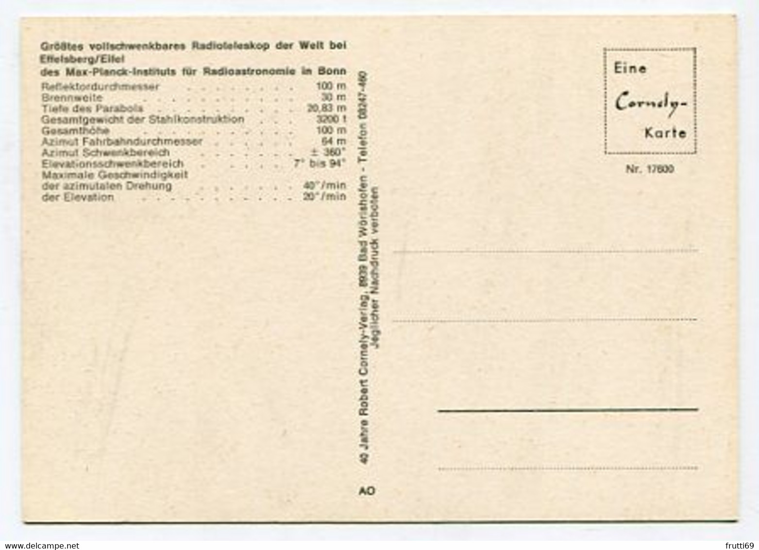 AK 118292 GERMANY - Radioteleskop Bei Effelsberg / Eifel - Bad Münstereifel