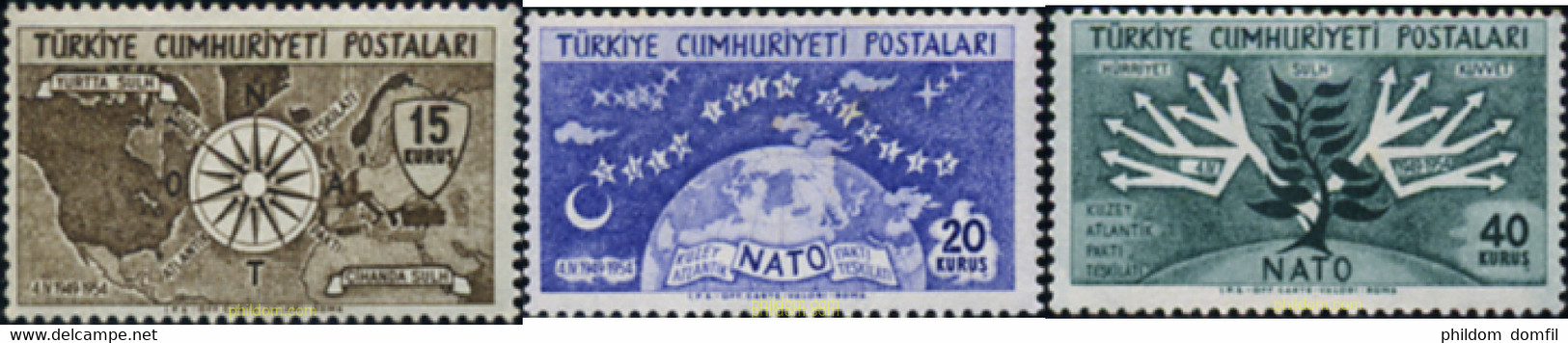 299621 HINGED TURQUIA 1954 5 ANIVERSARIO DE LA ORGANIZACION DEL TRATADO DEL ATLANTICO NORTE - ...-1858 Vorphilatelie