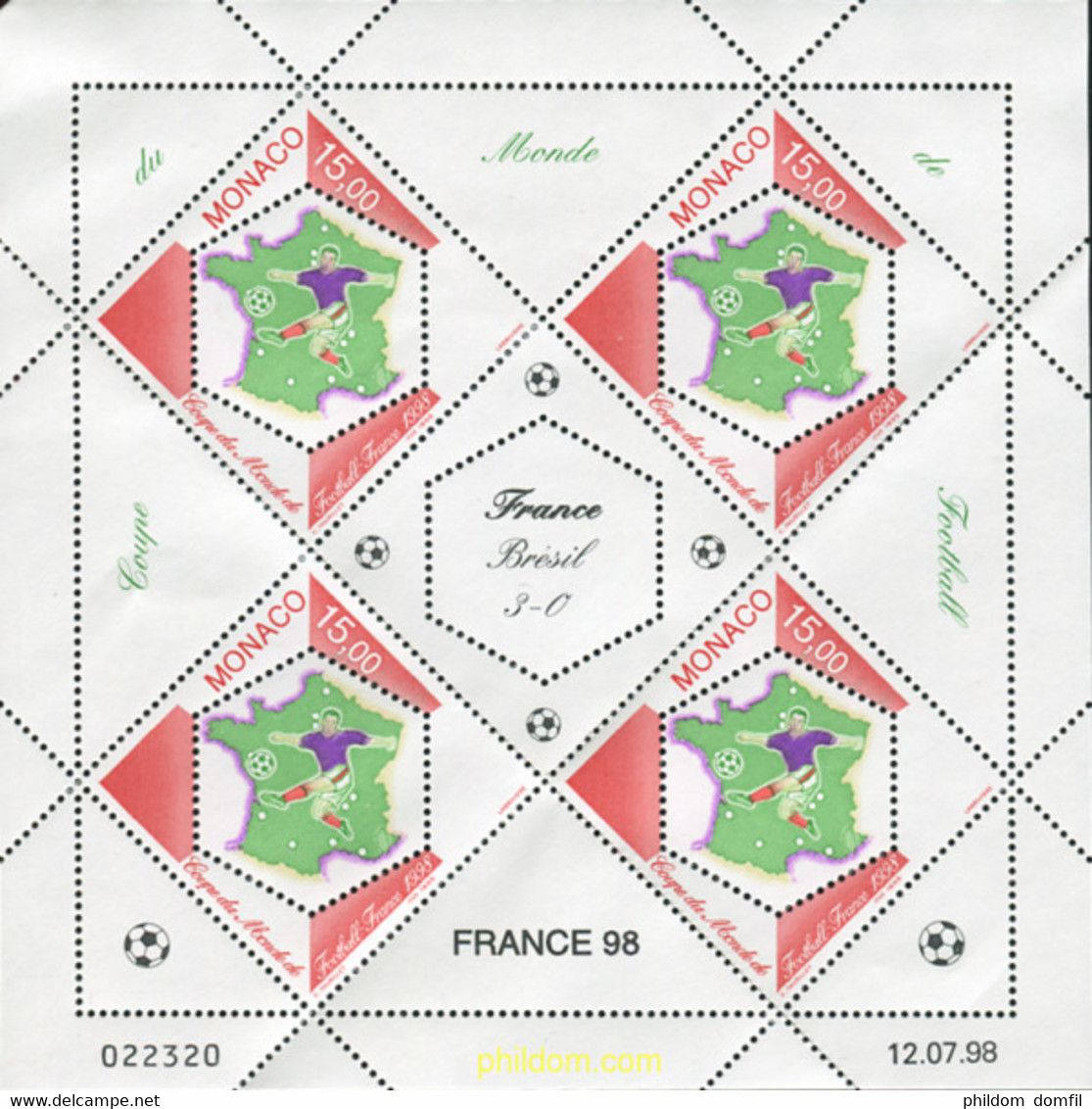 11873 MNH MONACO 1998 COPA DEL MUNDO DE FUTBOL. FRANCIA-98 - Sonstige & Ohne Zuordnung