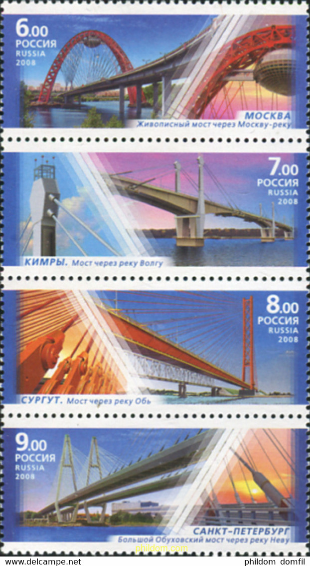 223197 MNH RUSIA 2008 PUENTES - Usados