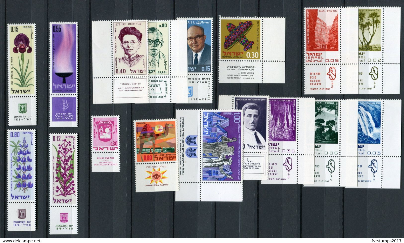 Israel - 1970 - Complete Year Set - MNH ** Full Tab - Mi/Phil 456-494 + BL7 - Cv € 24,30 - 3 Scans - Años Completos