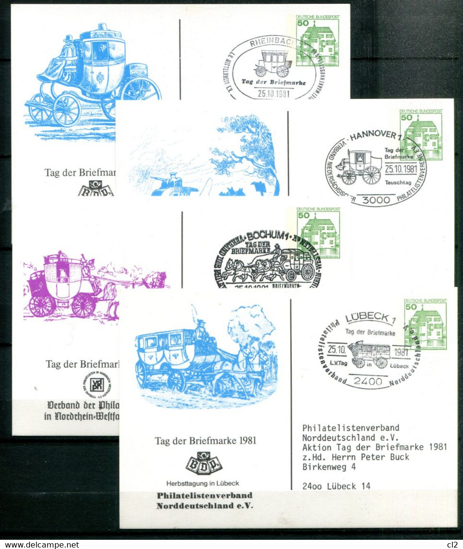 Tag Der Briefmarke 1981 - PP104/125 à PP104/134 - Privatpostkarten - Gebraucht