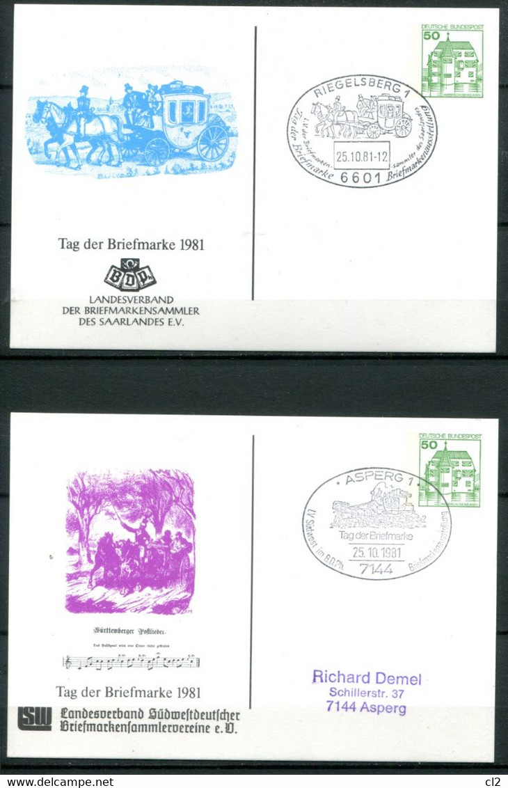 Tag Der Briefmarke 1981 - PP104/125 à PP104/134 - Privatpostkarten - Gebraucht