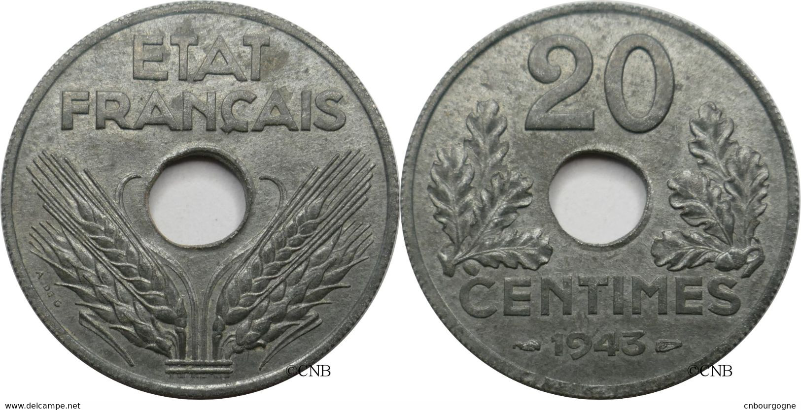 France - État Français - 20 Centimes État Français Type 20 Poids Lourd 1943 - SUP/MS60 - Fra4824 - 20 Centimes