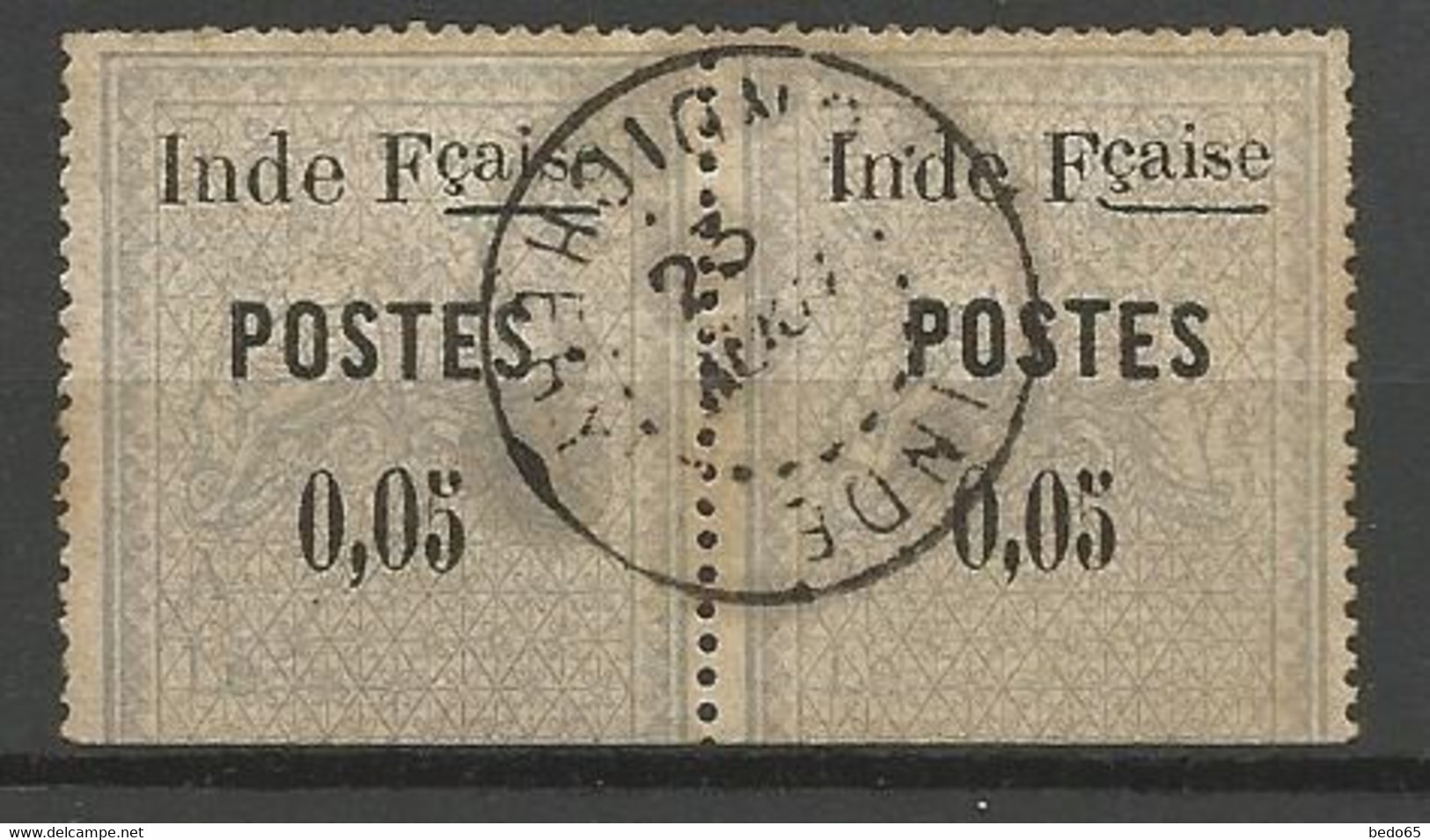 INDE N° 24 PAIRE CACHET PONDICHERY - Used Stamps