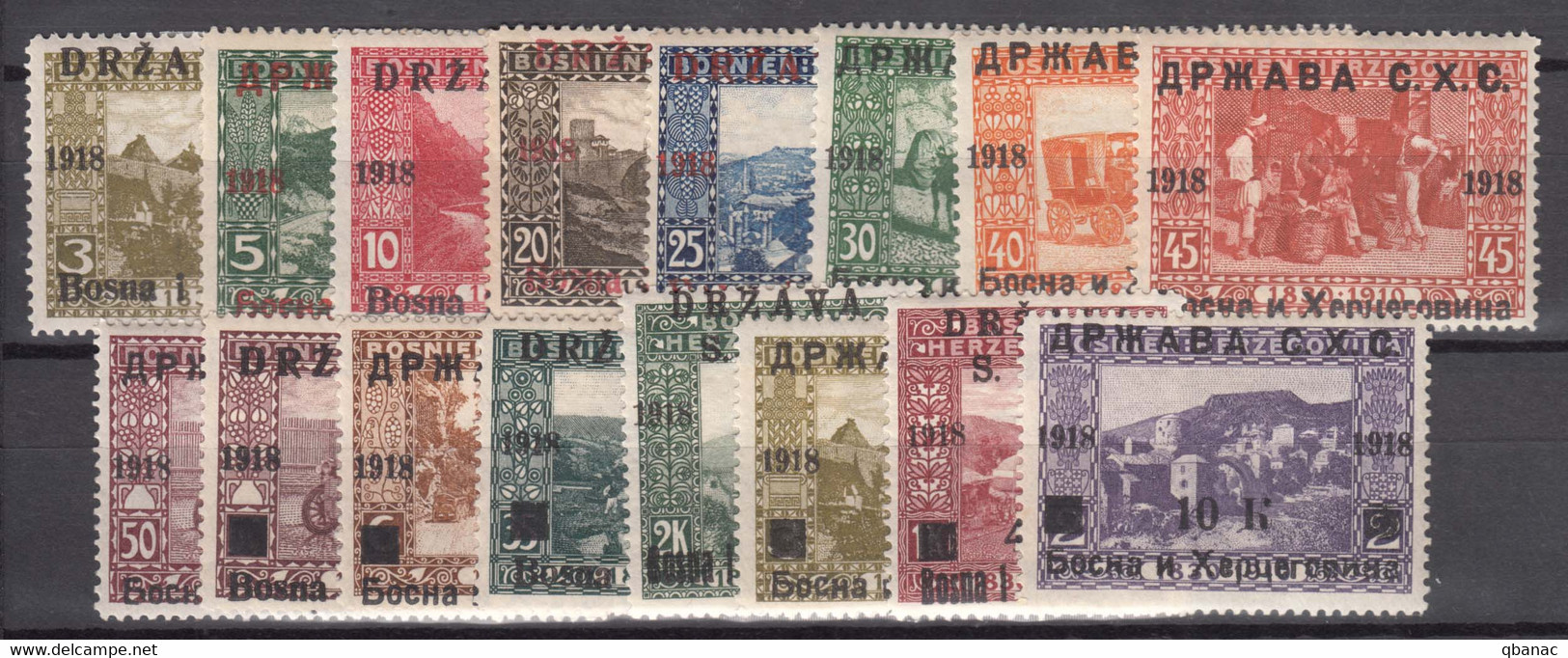 Yugoslavia Kingdom SHS, Issues For Bosnia 1918 Mi#1-16 Mint Hinged - Ongebruikt