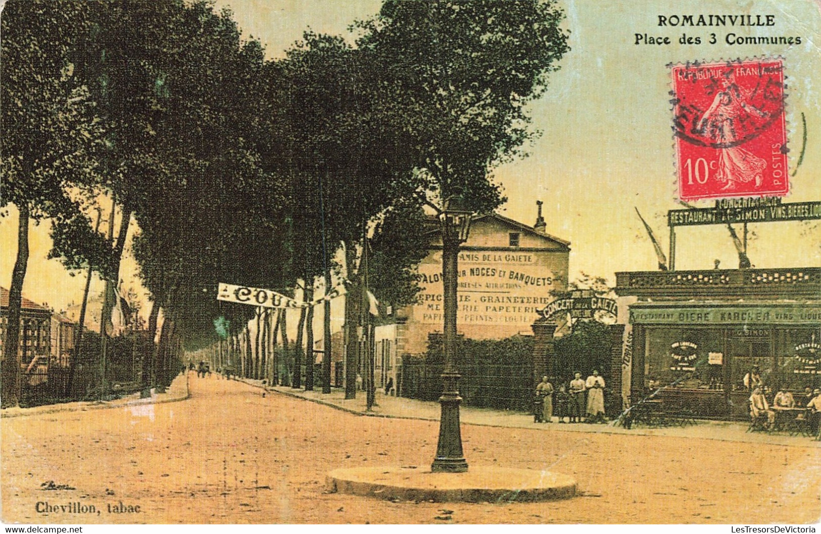 France - Romainville - Place Des 3 Communes - Colorisé - Animé - Edit. Chevillon - Tabac - Carte Postale Ancienne - Bobigny