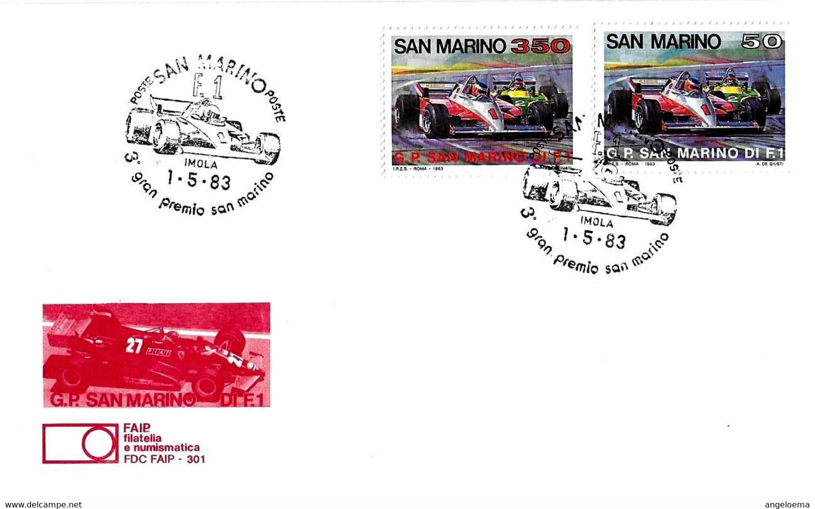 SAN MARINO - 1983 3° Gran Premio Automobilistico Formula 1 Autodromo Dino Ferrari Imola Serie 2v. Su Busta Faip - 10223 - Briefe U. Dokumente