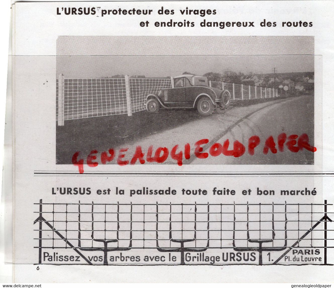 75-PARIS- CATALOGUE CLOTURE AGRICULTURE TREILLAGE URSUS - GRILLAGES - Agriculture