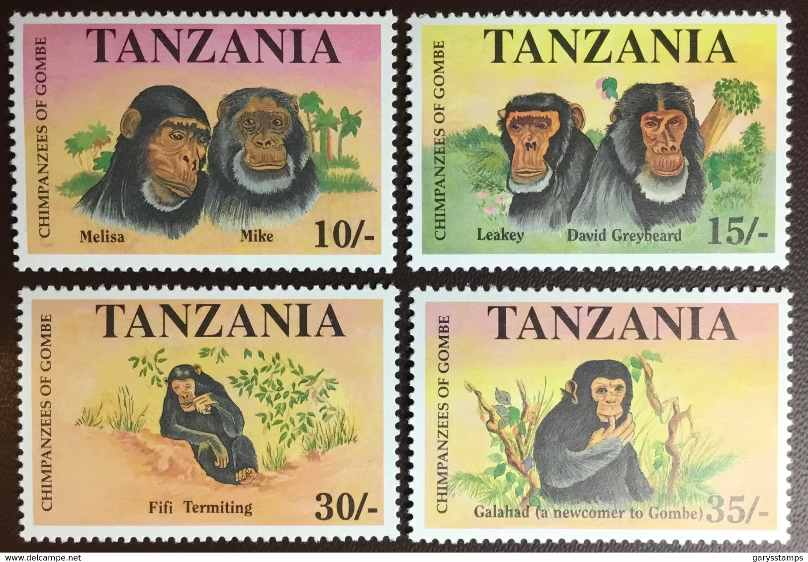 Tanzania 1992 Gombe Chimpanzees Animals MNH - Chimpanzees