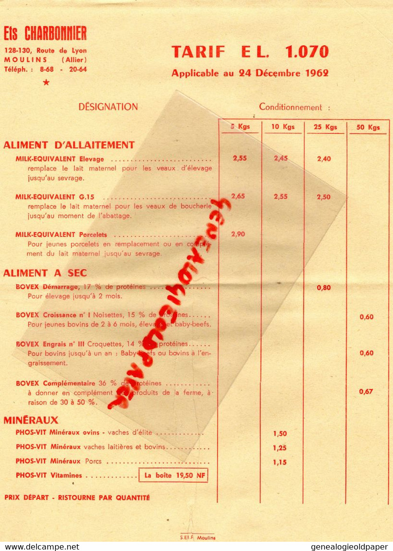 03-MOULINS-RARE LIVRET DES VEAUX QUI RAPPORTENT-CHARBONNIER -128 ROUTE LYON-BOUCHERIE-BABY BEEF-AGNEAUX-POULAINS-POULETS