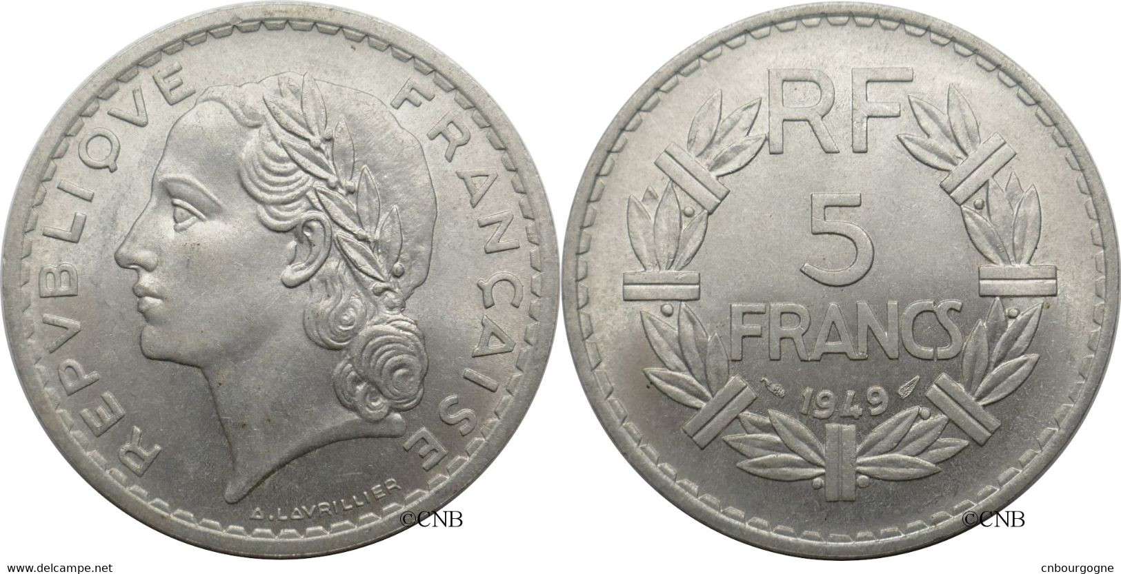 France - IVe République - 5 Francs Lavrillier Aluminium 1949 9 Fermé - SUP+/MS62 - Fra4830 - 5 Francs