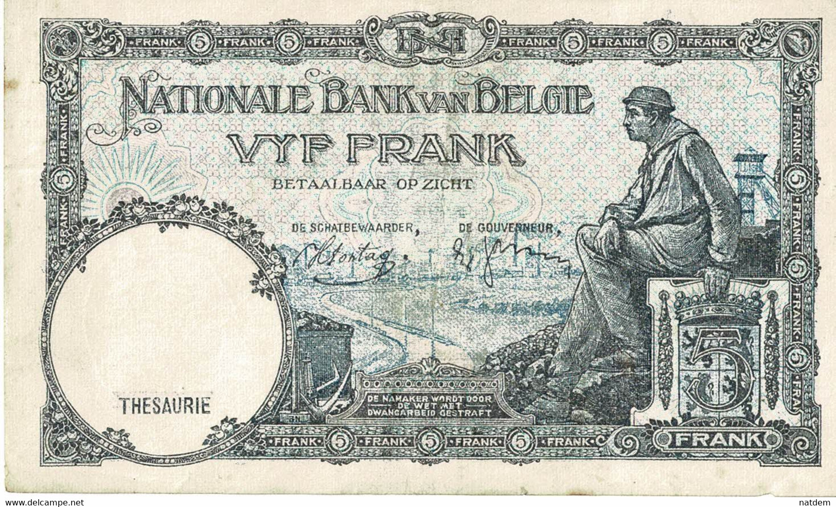 Belgique, (1920-1943), Billet Bel état, Cinq Francs 03/05/38 - 5 Francs