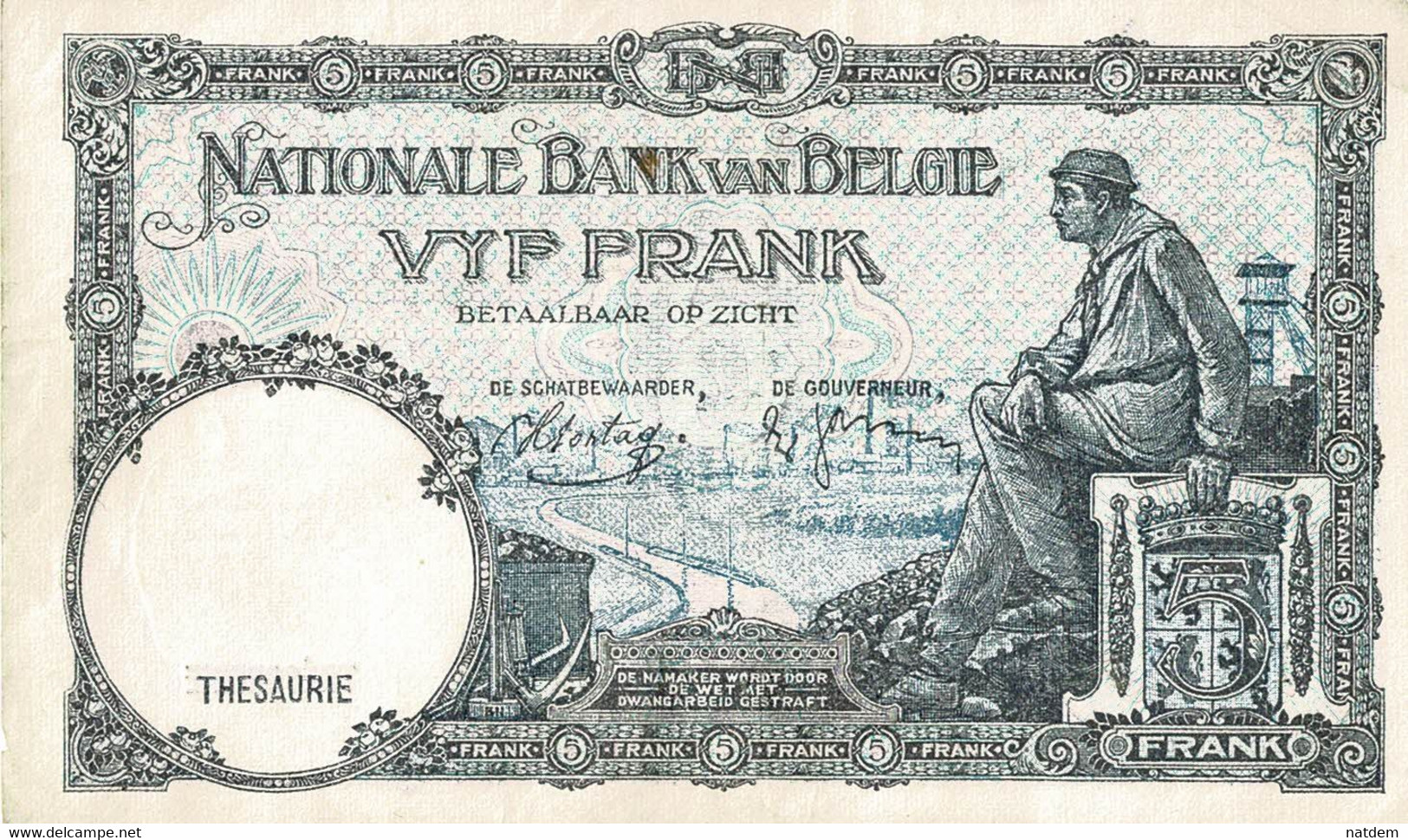 Belgique, (1920-1943), Billet Bel état, Cinq Francs 03/05/38 - 5 Franchi